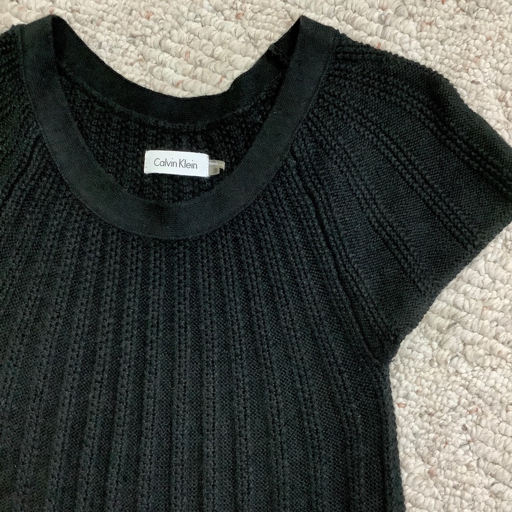 CALVIN KLEIN Black Cable-Knit Midi Sweater Dress - Picture 4 of 9